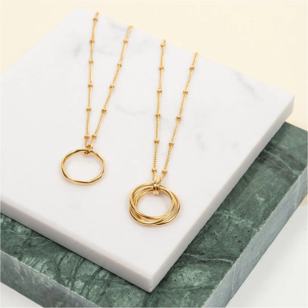 Cordoba Yellow Gold Vermeil Triple Ring Necklace