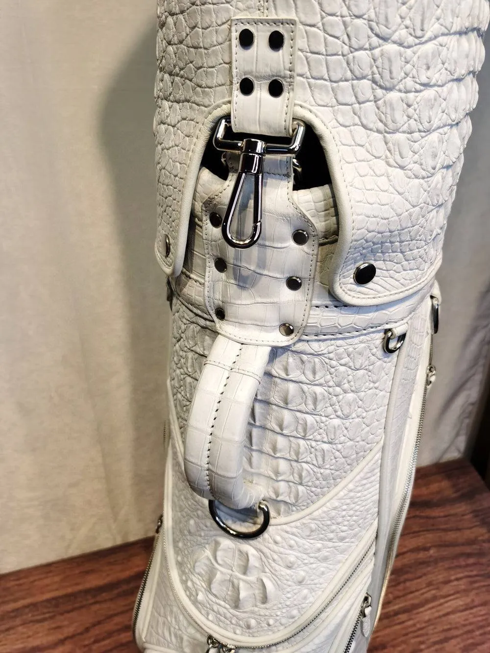 Crocodile Bone Leather Golf Bags ,Golf Sets , Golf Cart Bags  & Golf Stand Bags White