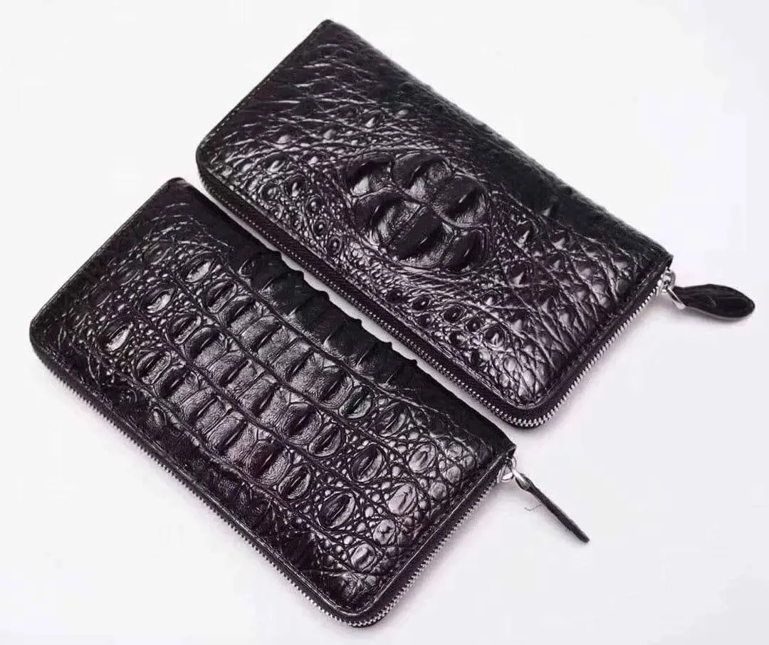 Crocodile  Leather Zipper Wallet