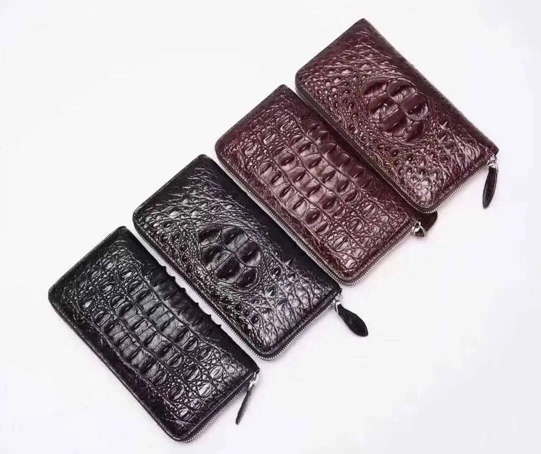 Crocodile  Leather Zipper Wallet