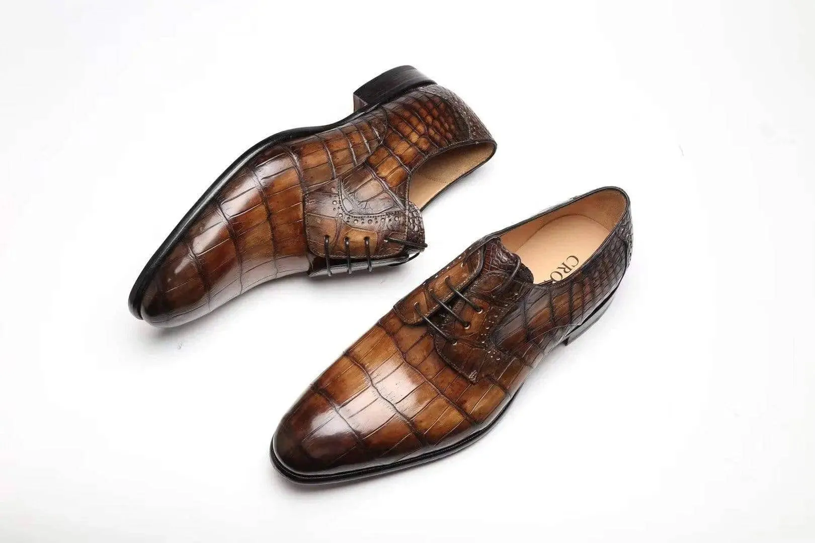 Crocodile Shoes Brown Crocodile Leather Shoes Men Lace Up Business Formal Dress Shoes Luxury