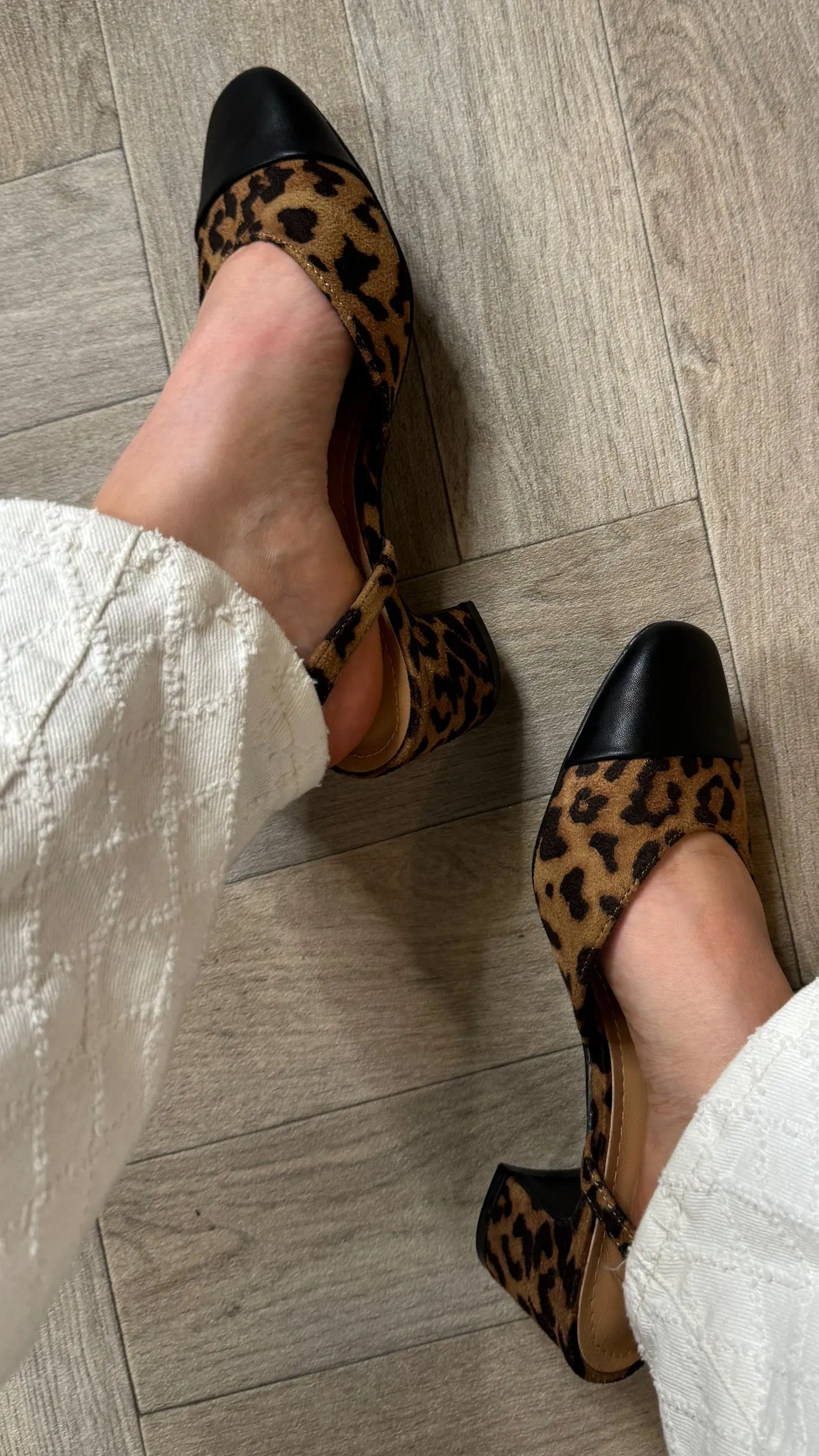 Crystal Brown & Black Animal Print Slingback Shoes