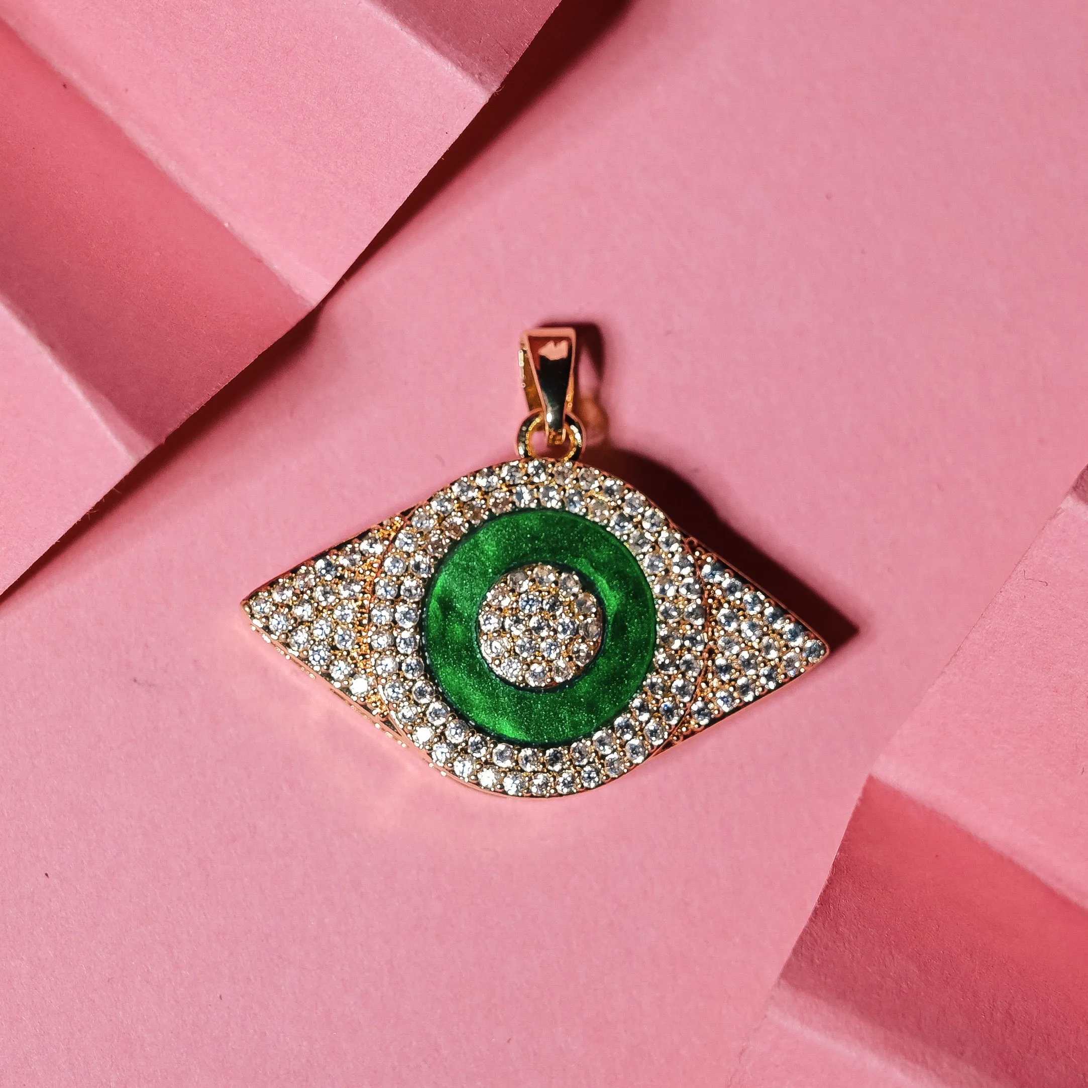 Daimond Green Evil Eye Charm Anti-Tarnish | Size: 28mm | 1PC