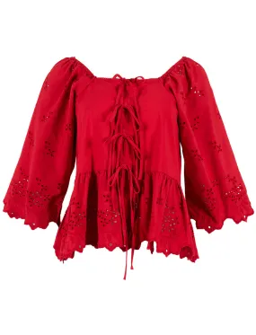 Damson Madder Lana Blouse Red Broderie -