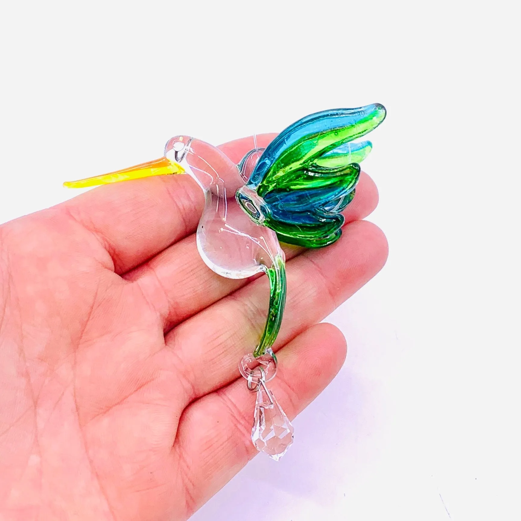 Dazzle Glass Hummingbird, Green and Blue 17