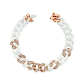 DIAMOND 7 PAVE & WHITE CERAMIC ESSENTIAL LINK BRACELET