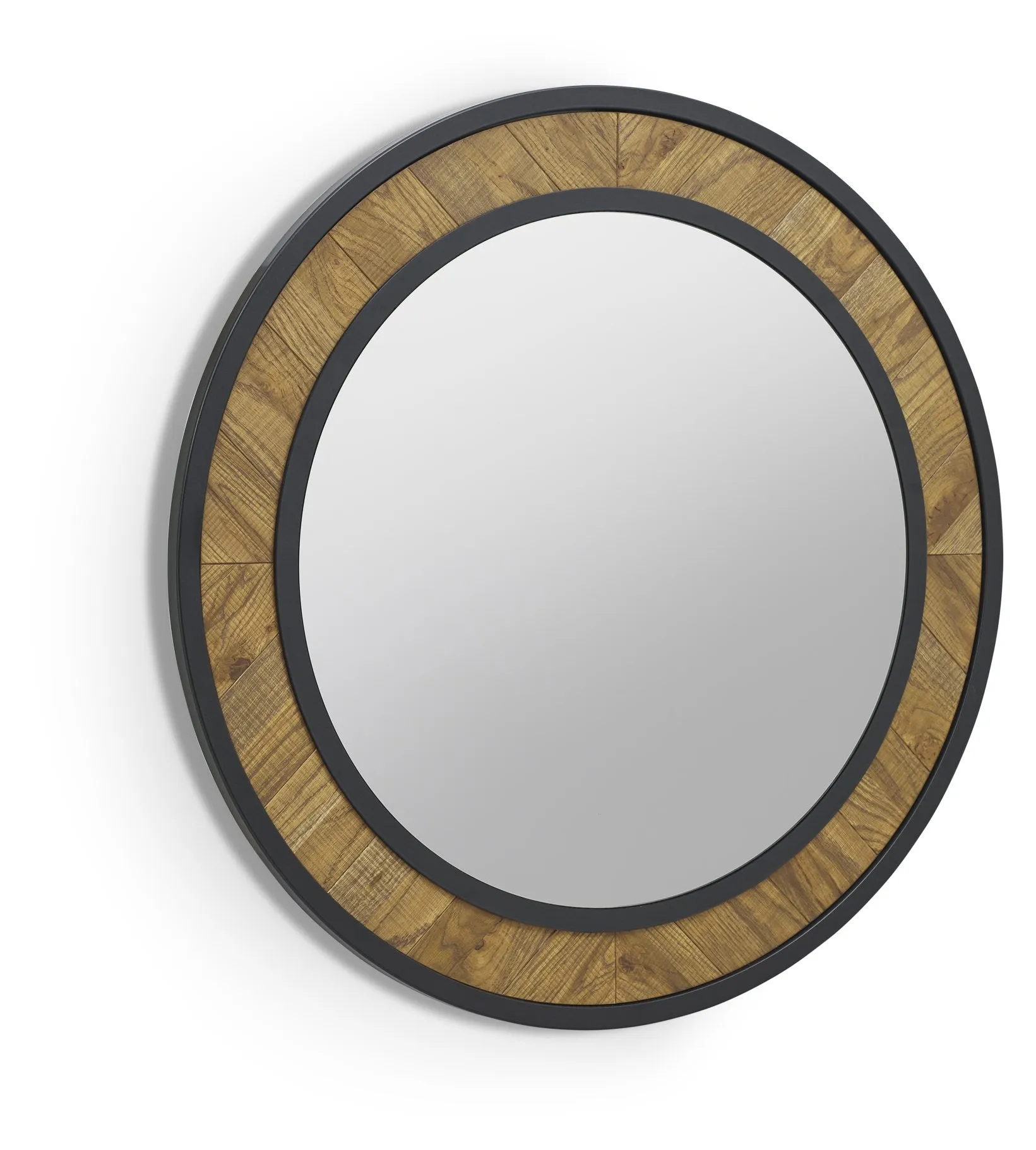 Ellipse Rustic Oak Wall Mirror