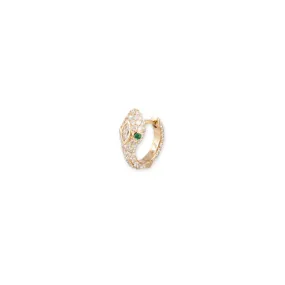 EMERALD EYES PAVE DIAMOND SNAKE MINI HOOP