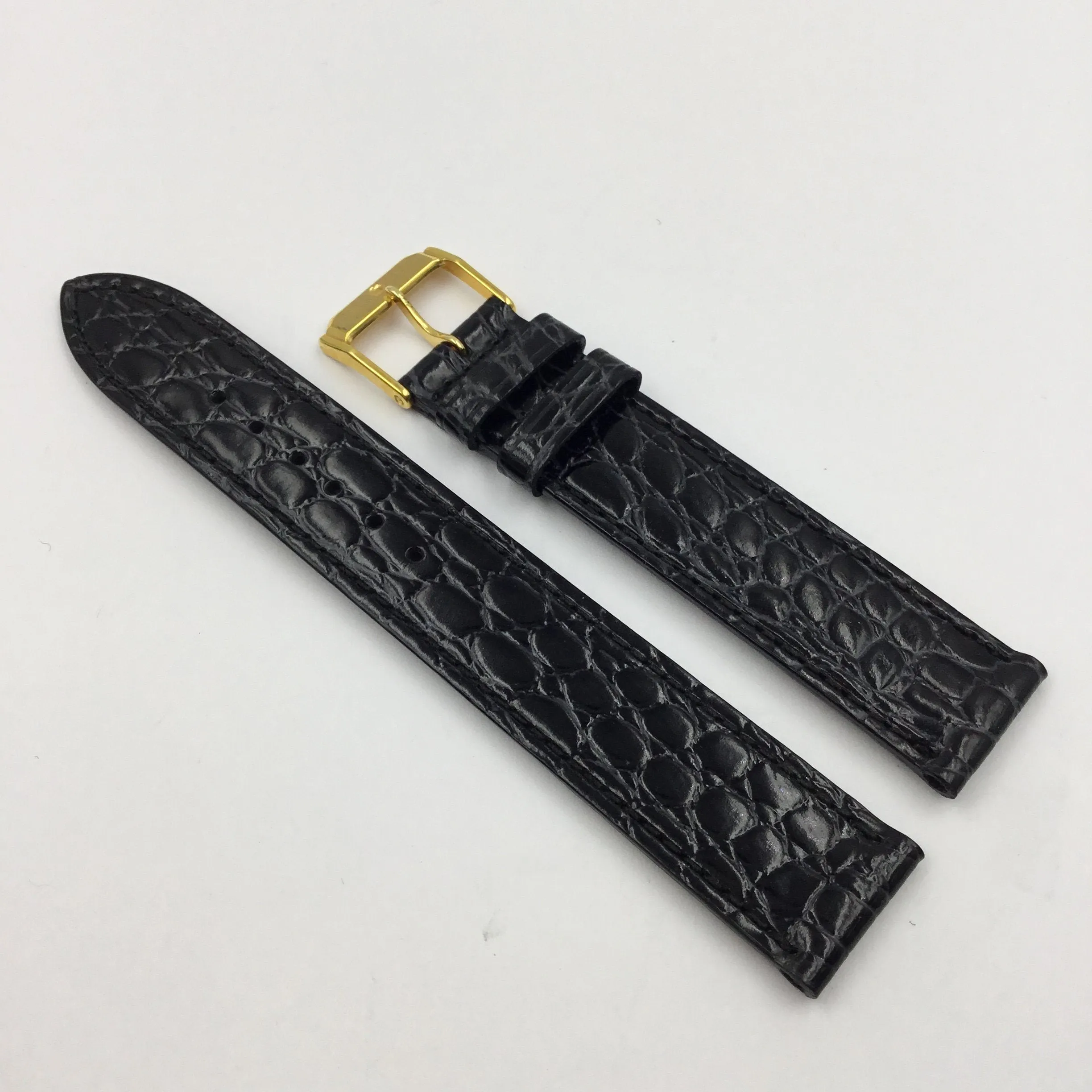 FITS Genuine Movado CROCODILE Grain Calfskin Leather Black 17mm Watch Band