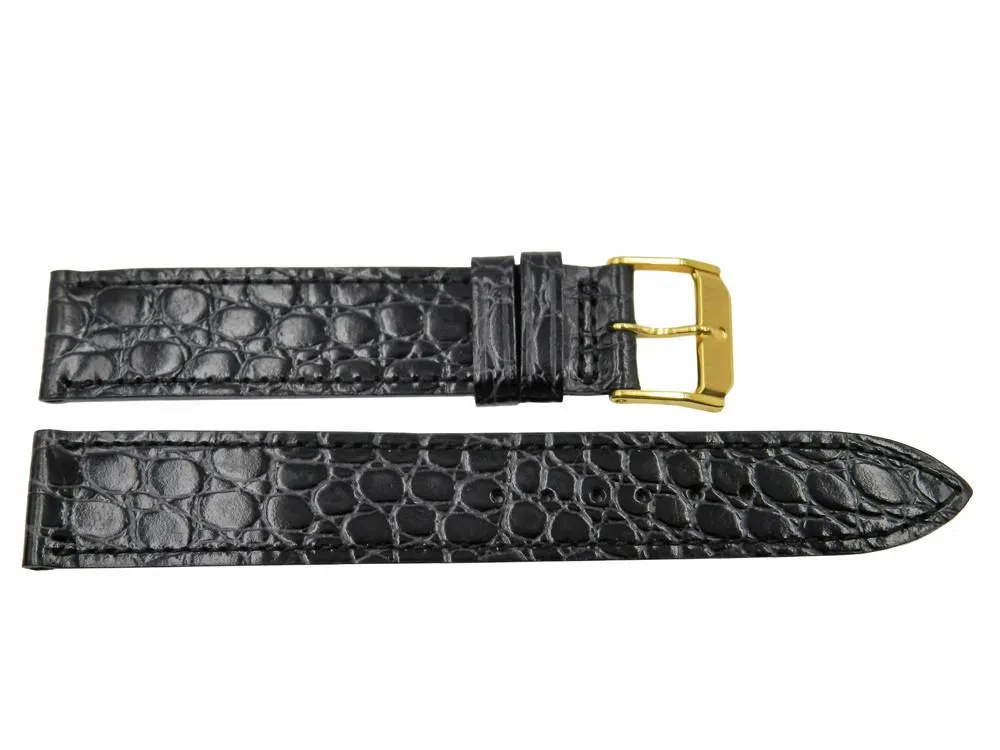 FITS Genuine Movado CROCODILE Grain Calfskin Leather Black 17mm Watch Band