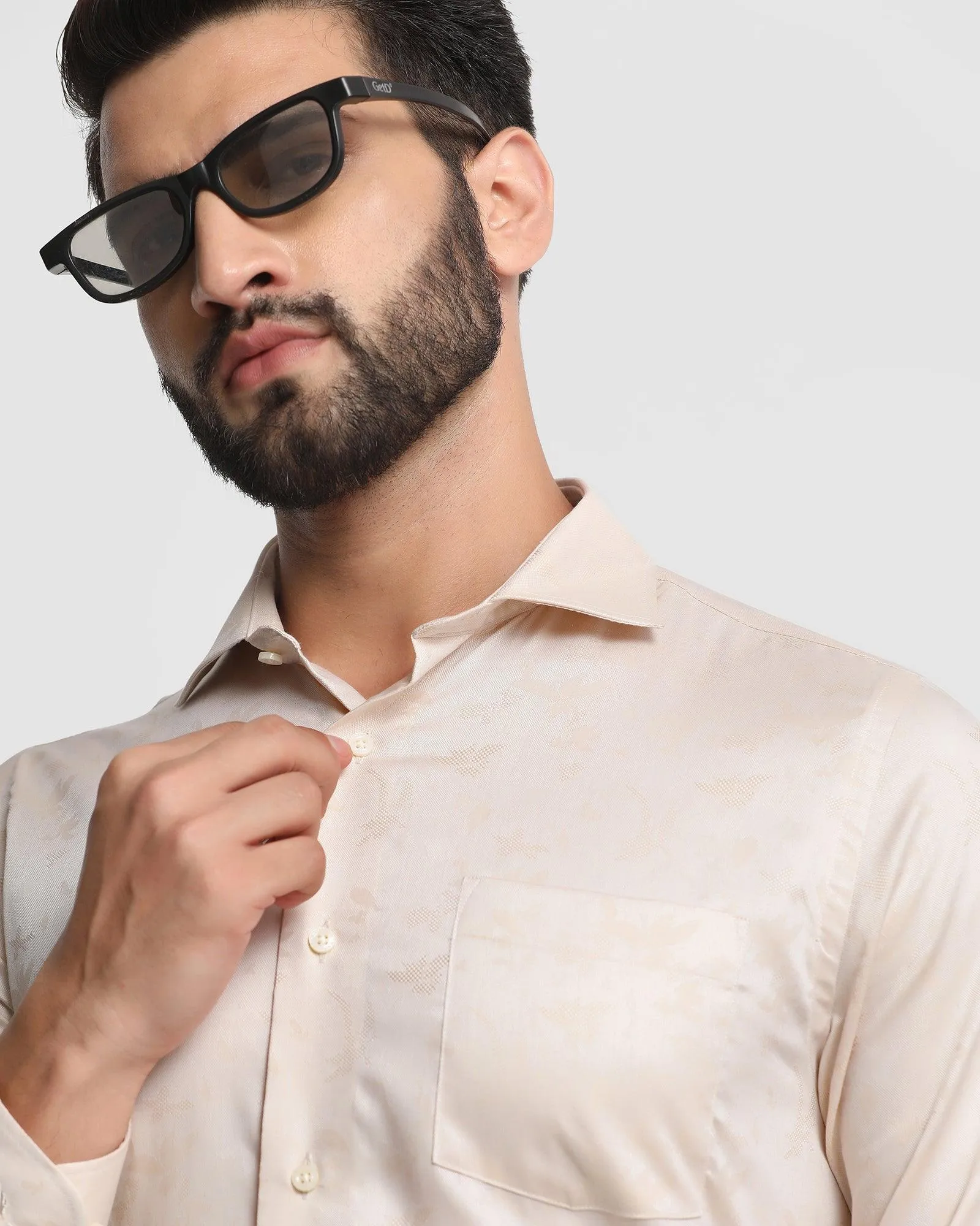 Formal Cream Textured Shirt - Amaze