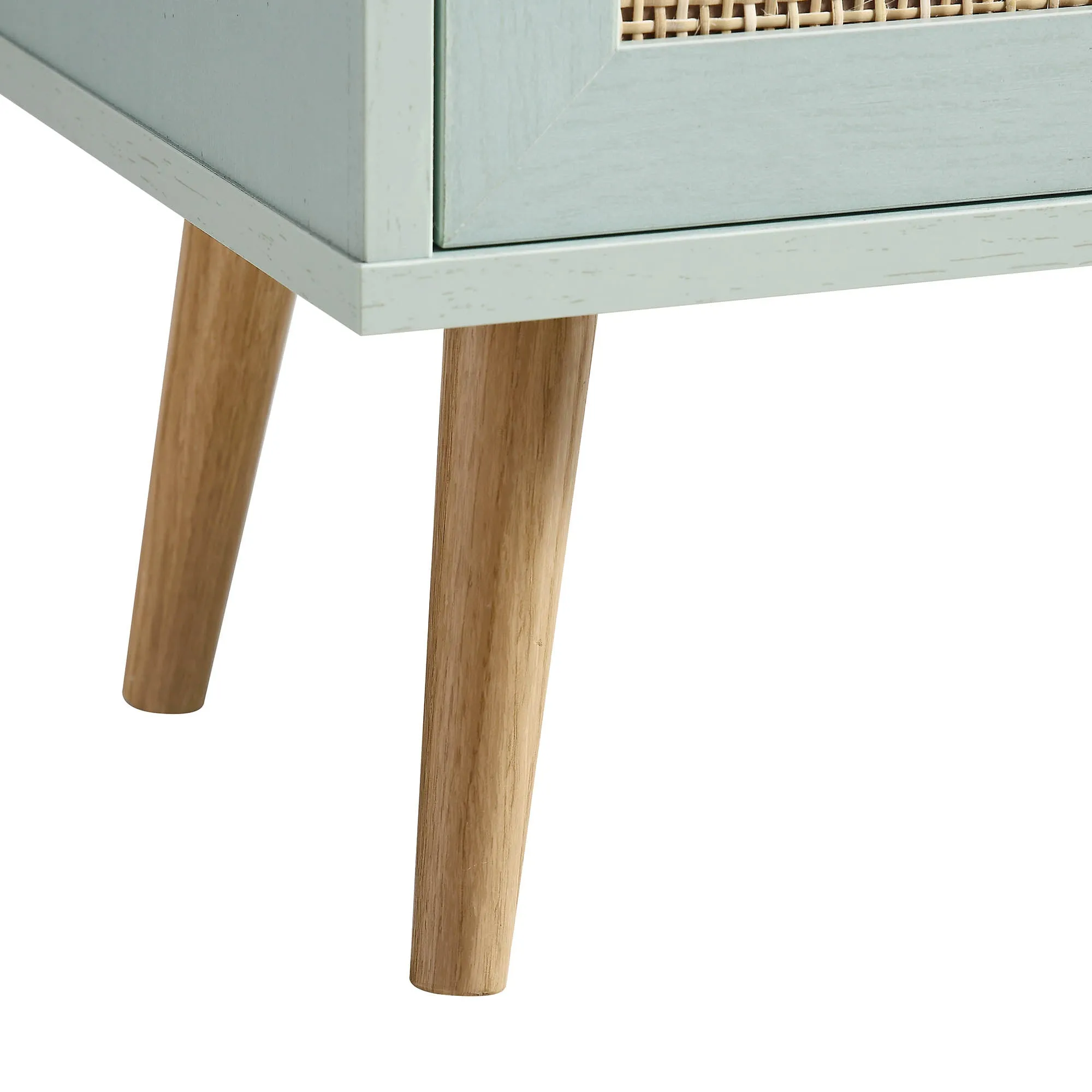 Frances Woven Rattan Tallboy Bathroom Unit, Mint Green