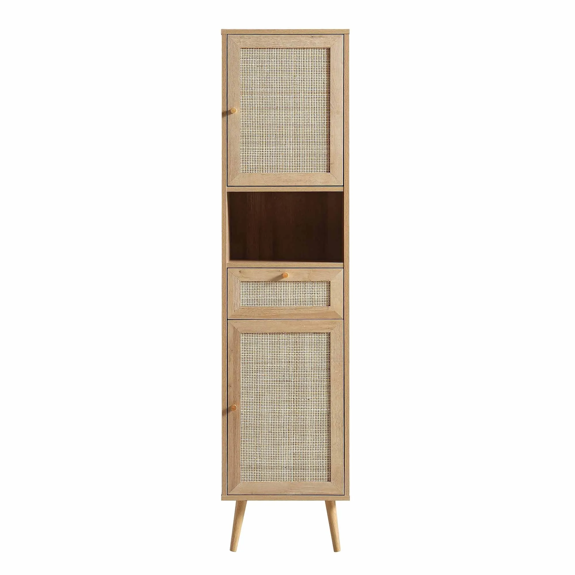 Frances Woven Rattan Tallboy Bathroom Unit, Natural