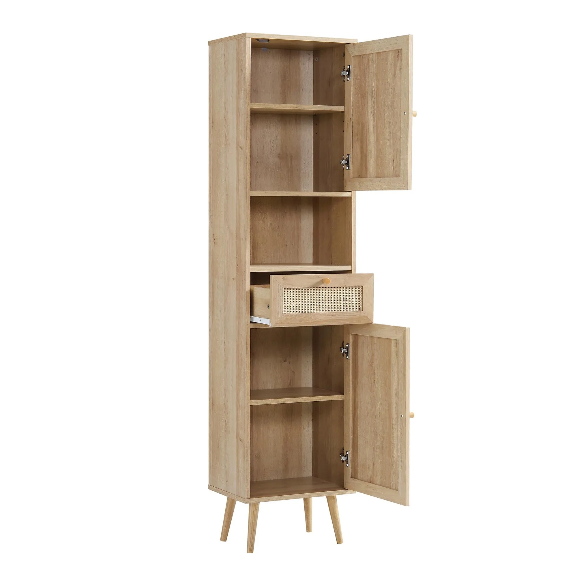 Frances Woven Rattan Tallboy Bathroom Unit, Natural