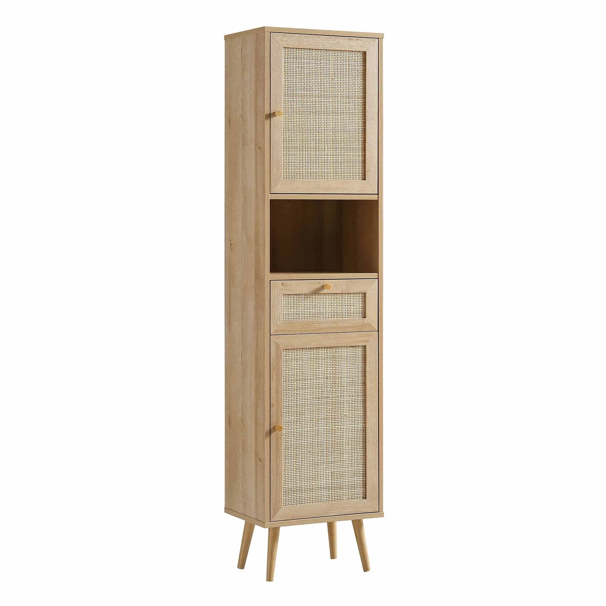 Frances Woven Rattan Tallboy Bathroom Unit, Natural