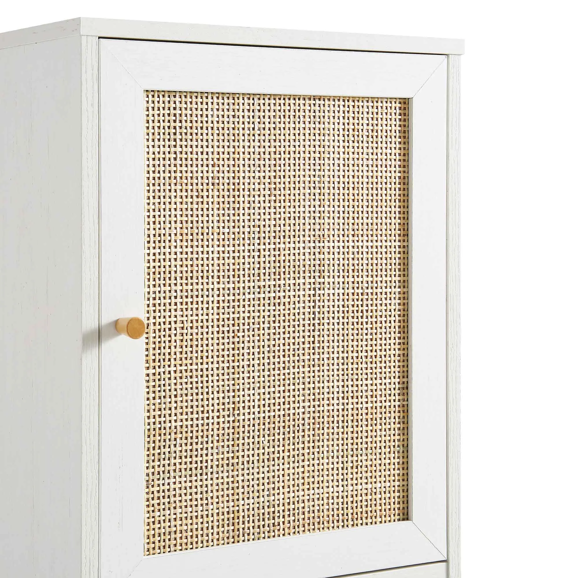 Frances Woven Rattan Tallboy Bathroom Unit, White