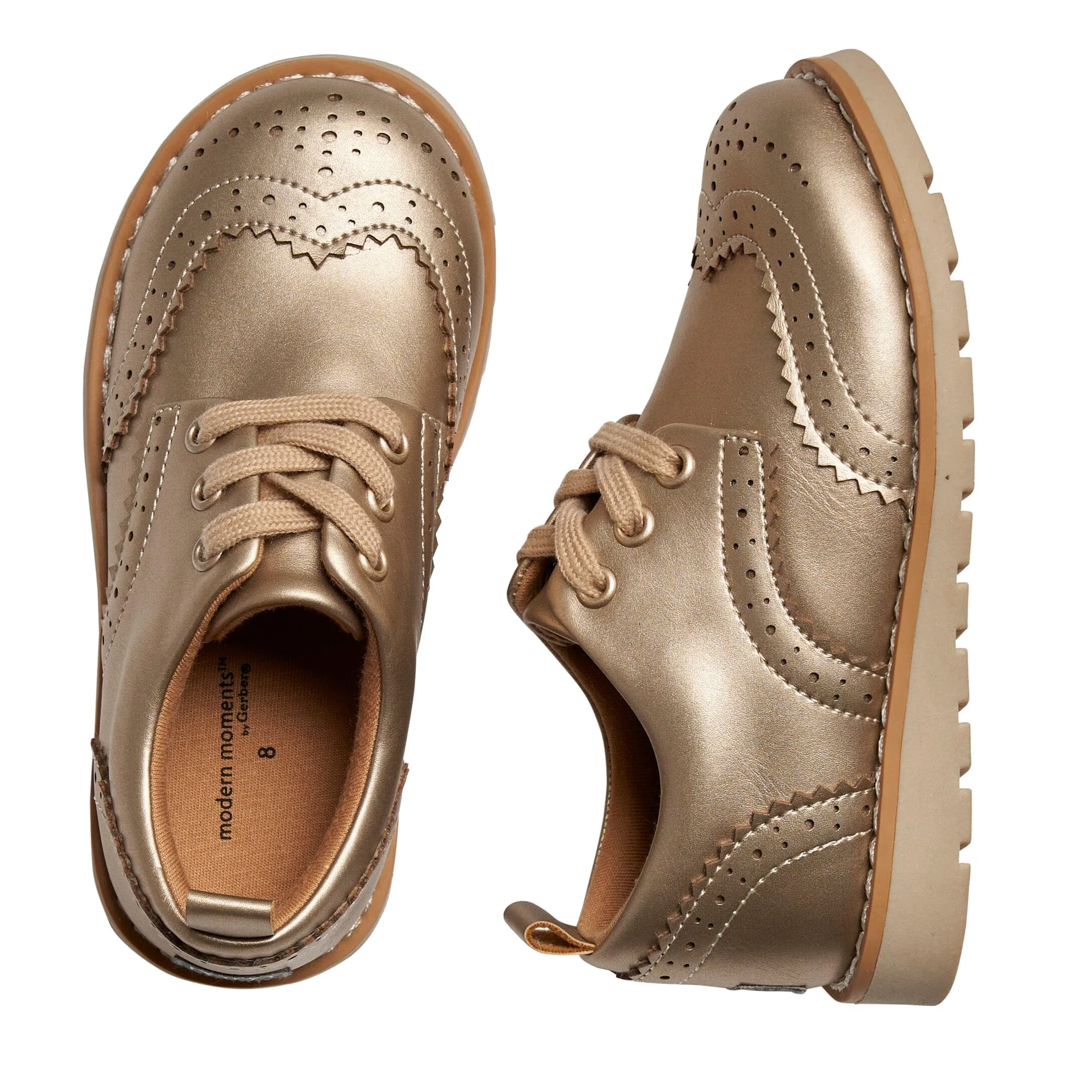 Infant & Toddler Girls Platinum Wingtip Oxfords