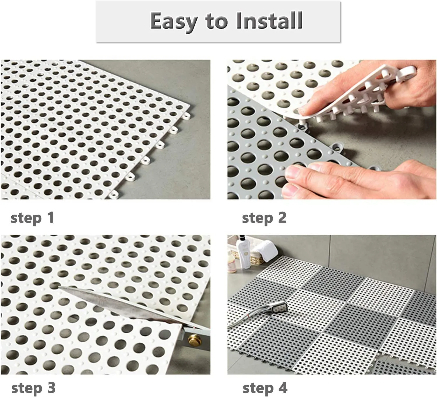 Interlocking  Anti Slip  Rubber Floor Tiles Mats For Bathroom