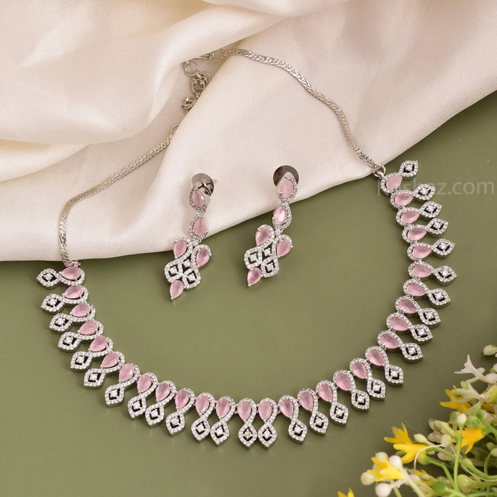 Jaimie Rhodium Plated Cz Necklace