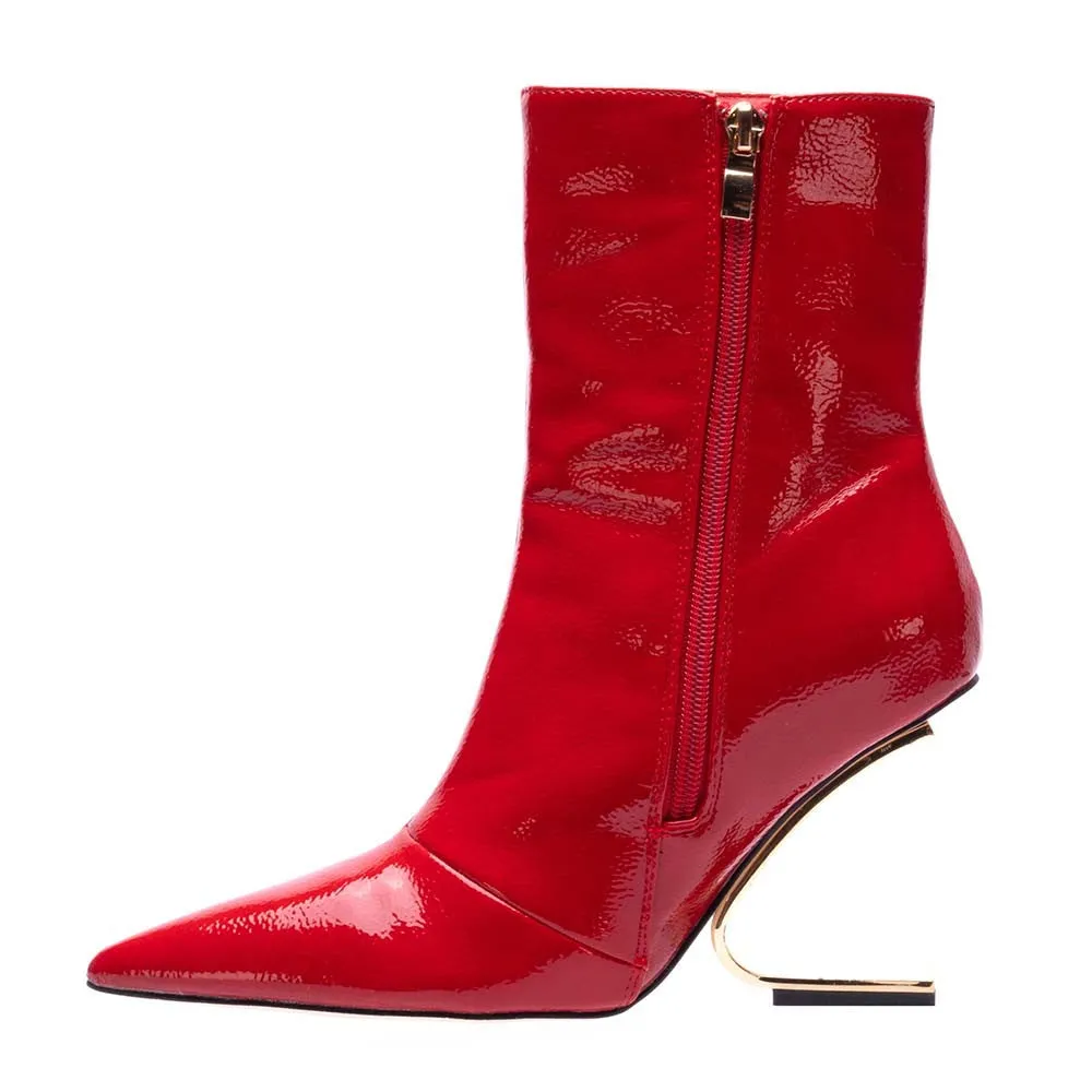 Lady Couture Princess Red Transparent Heel Ankle Boots