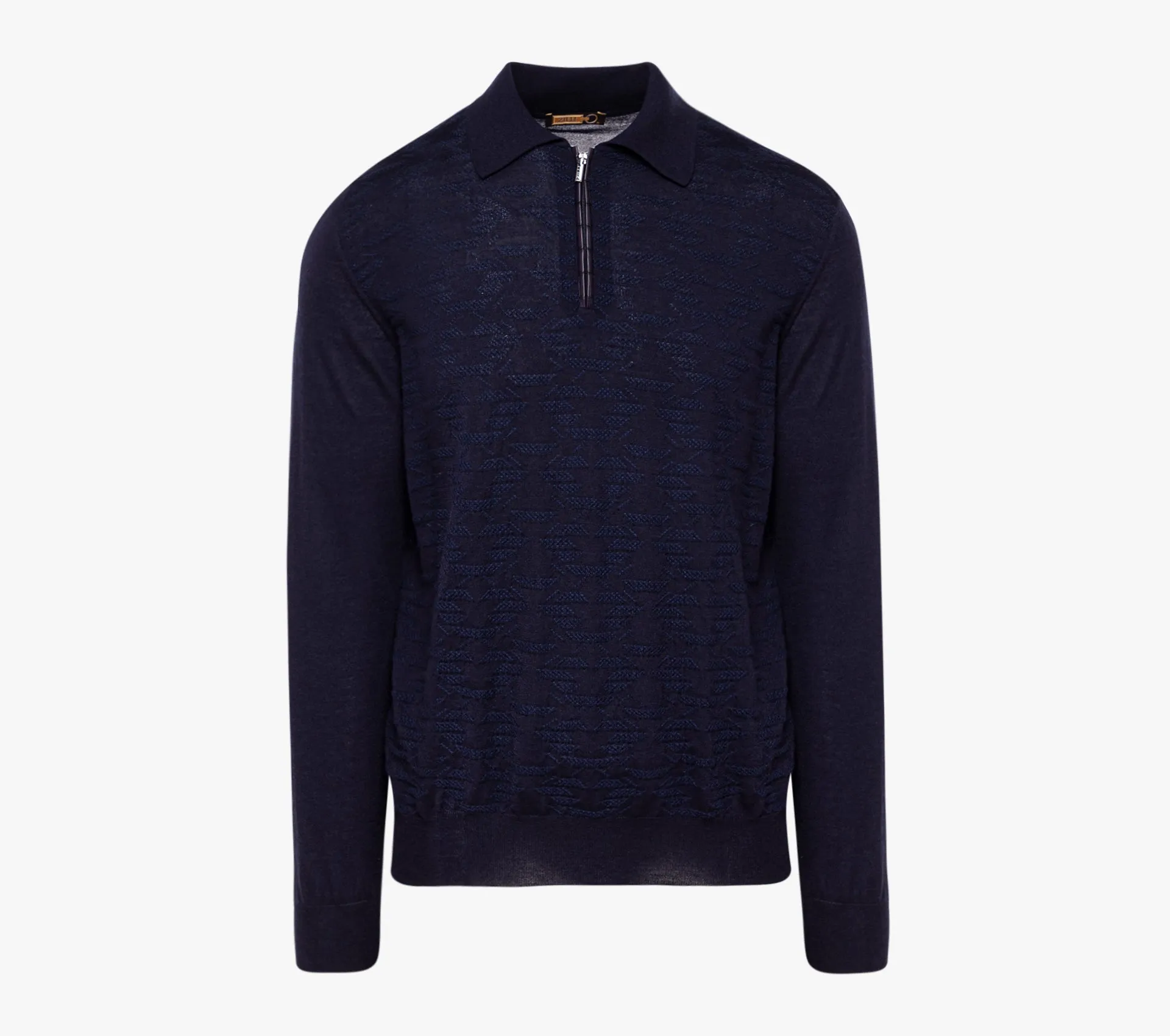 Long Sleeve Zipped Polo with "Vanisé Express" Pattern