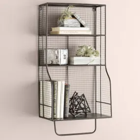 Lumaar 3 Piece Tiered Metal Black Shelf with Towel Bar