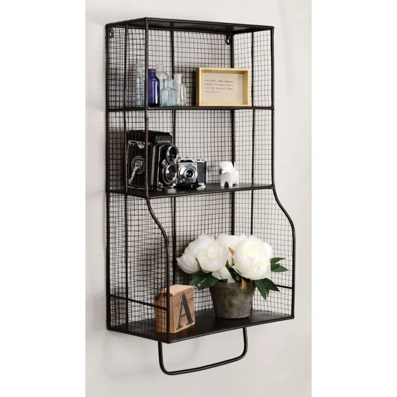 Lumaar 3 Piece Tiered Metal Black Shelf with Towel Bar