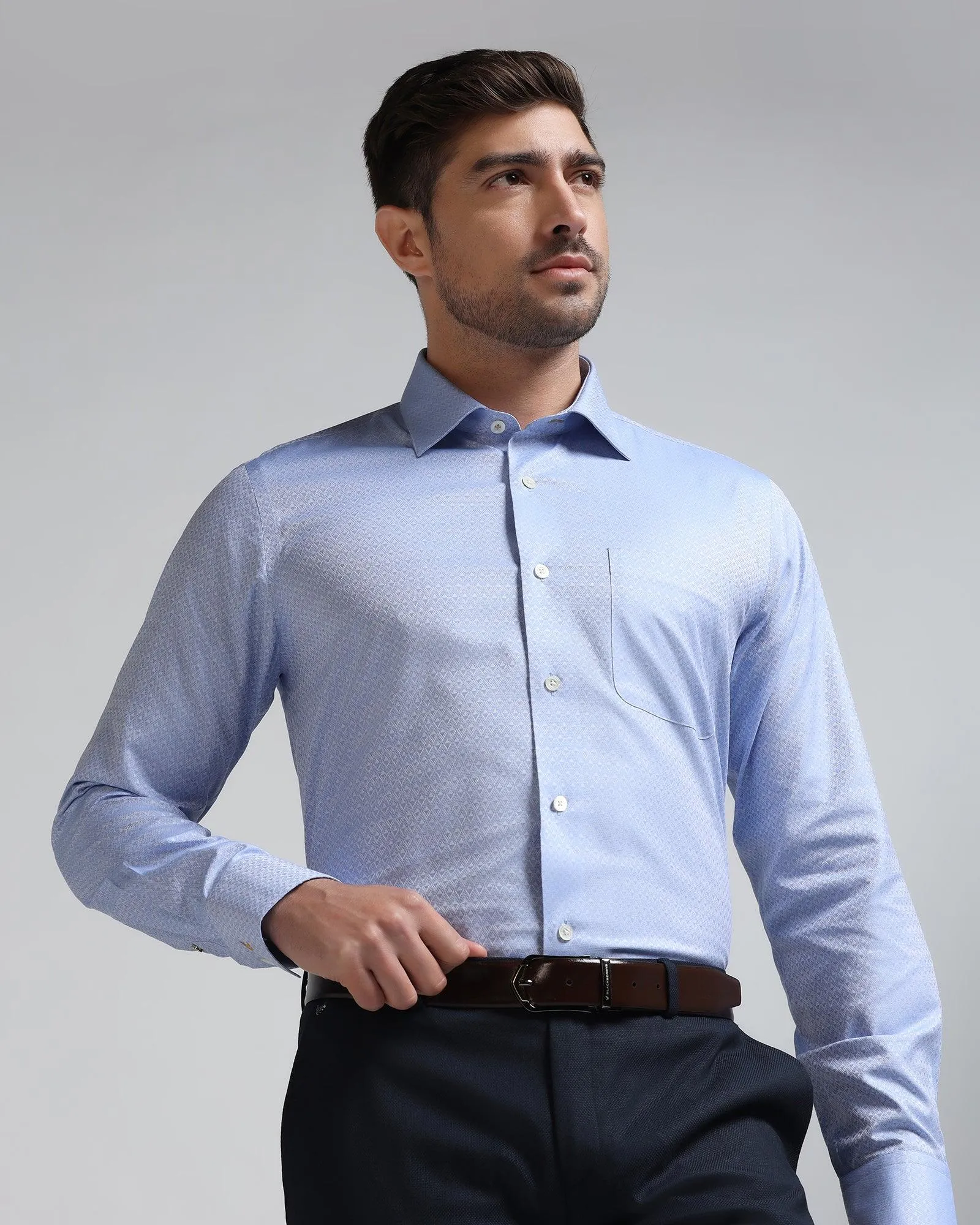 Luxe Formal Blue Printed Shirt - Advan