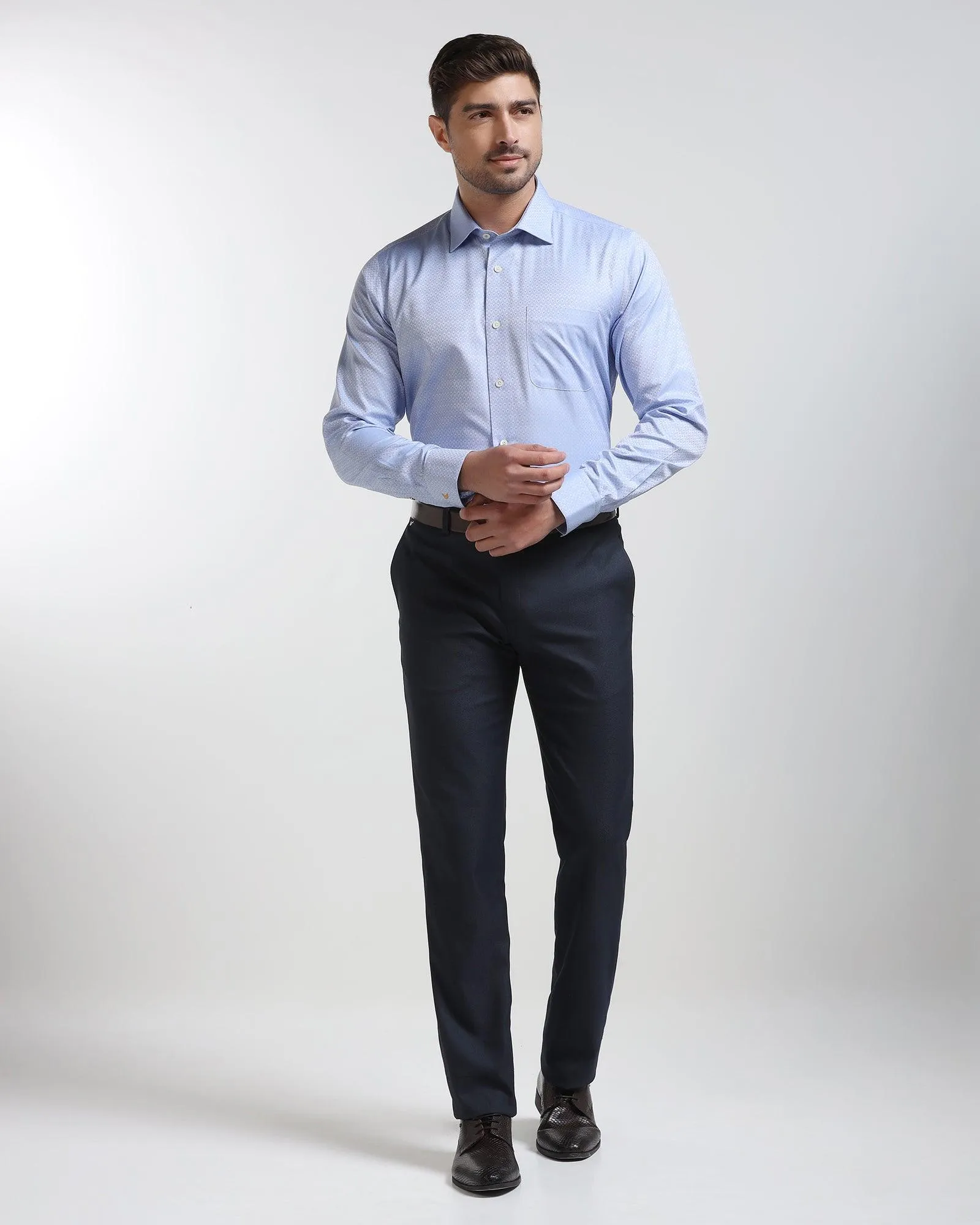 Luxe Formal Blue Printed Shirt - Advan