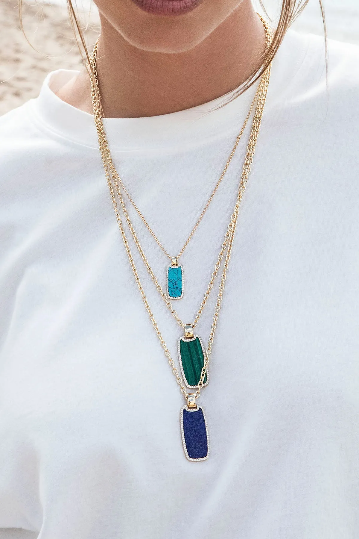 Malachite Medal Chain Necklace