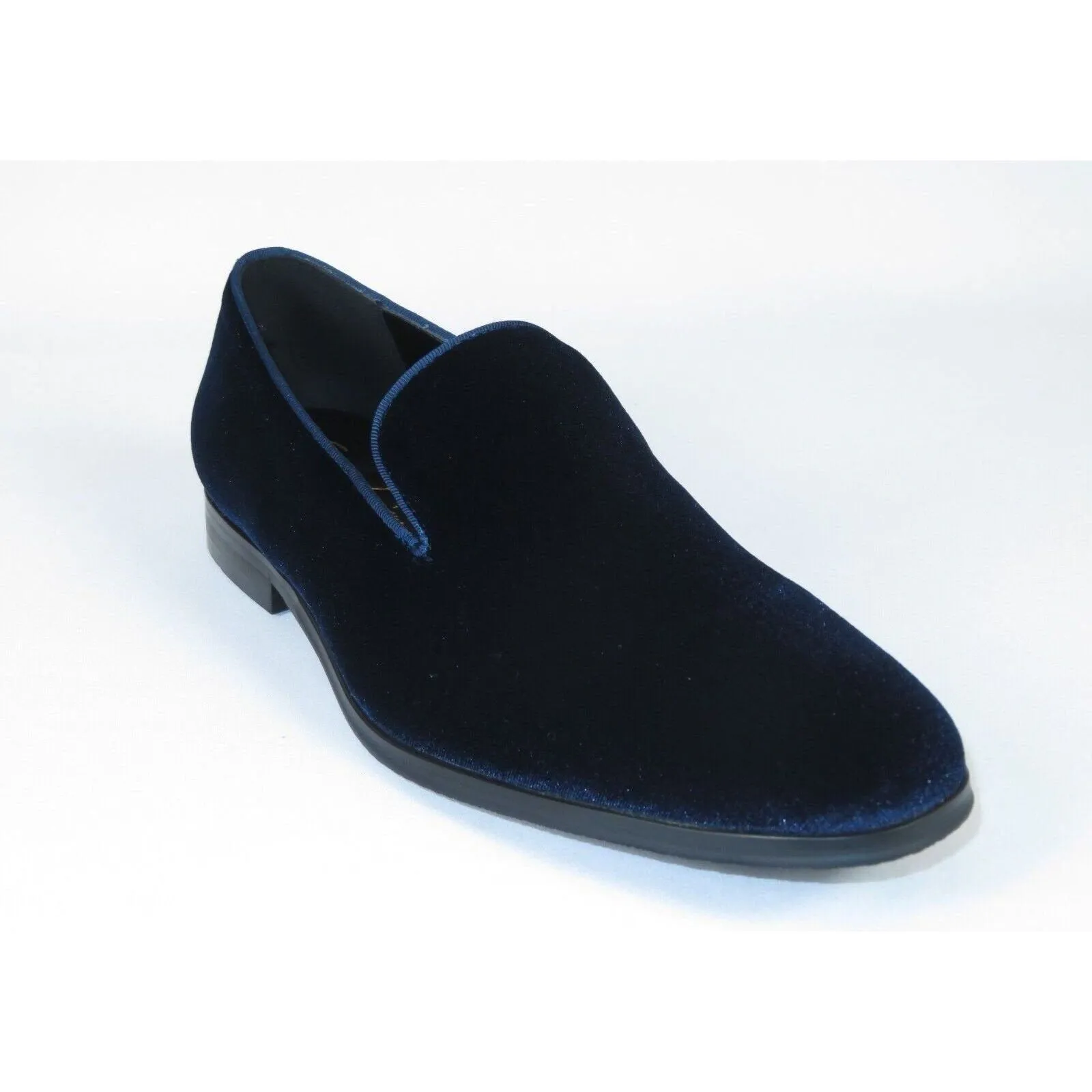 Mens Santino Luciano Shoes Soft Velvet Slip on Loafer Formal C351 Navy Blue