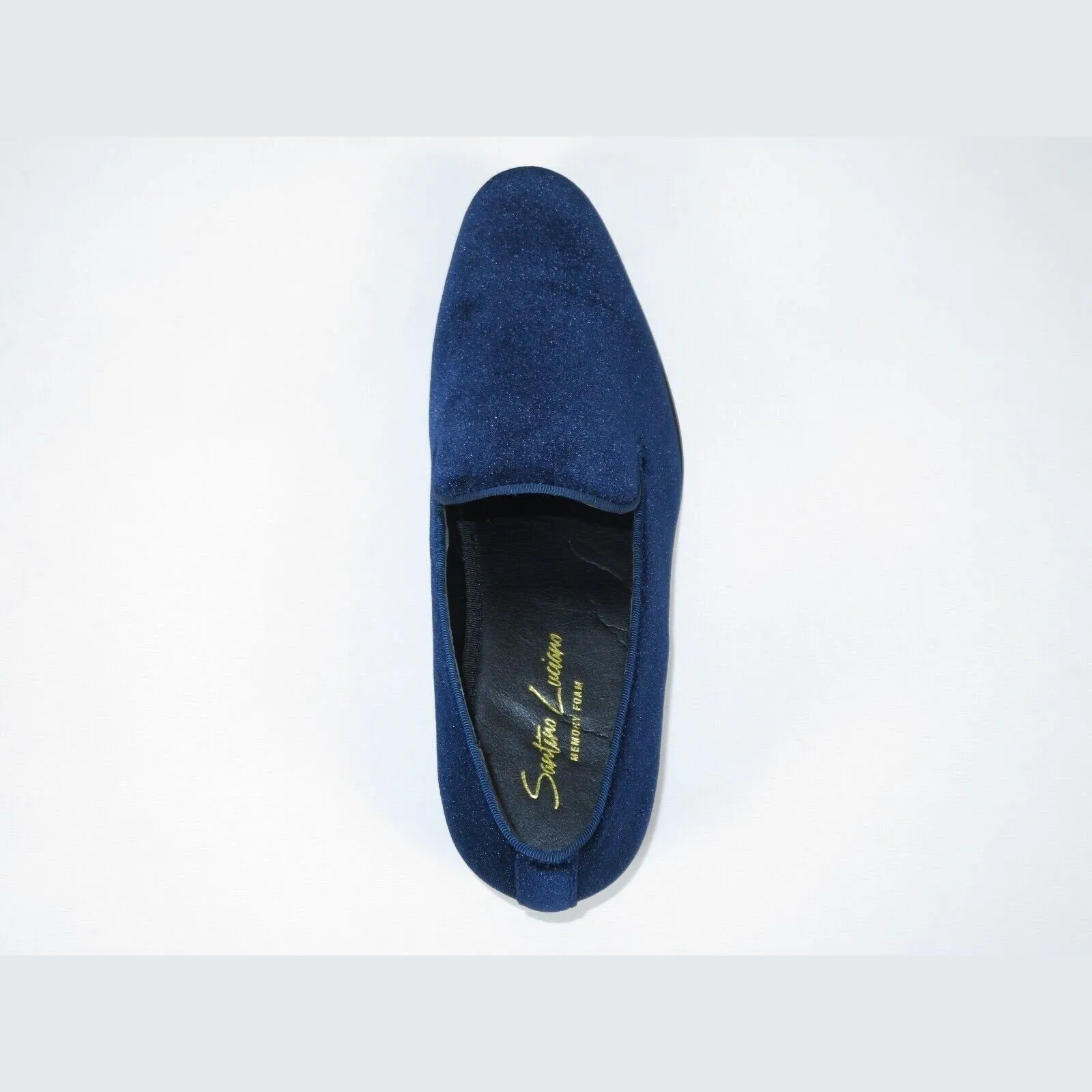 Mens Santino Luciano Shoes Soft Velvet Slip on Loafer Formal C351 Navy Blue