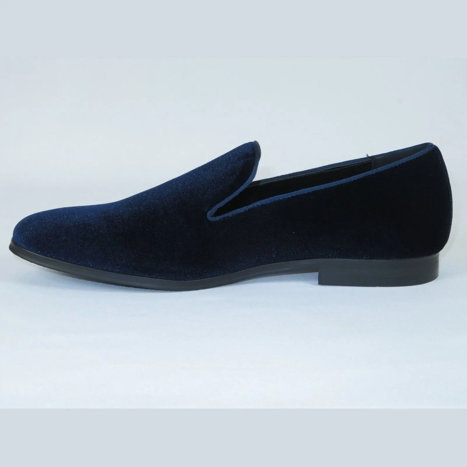 Mens Santino Luciano Shoes Soft Velvet Slip on Loafer Formal C351 Navy Blue