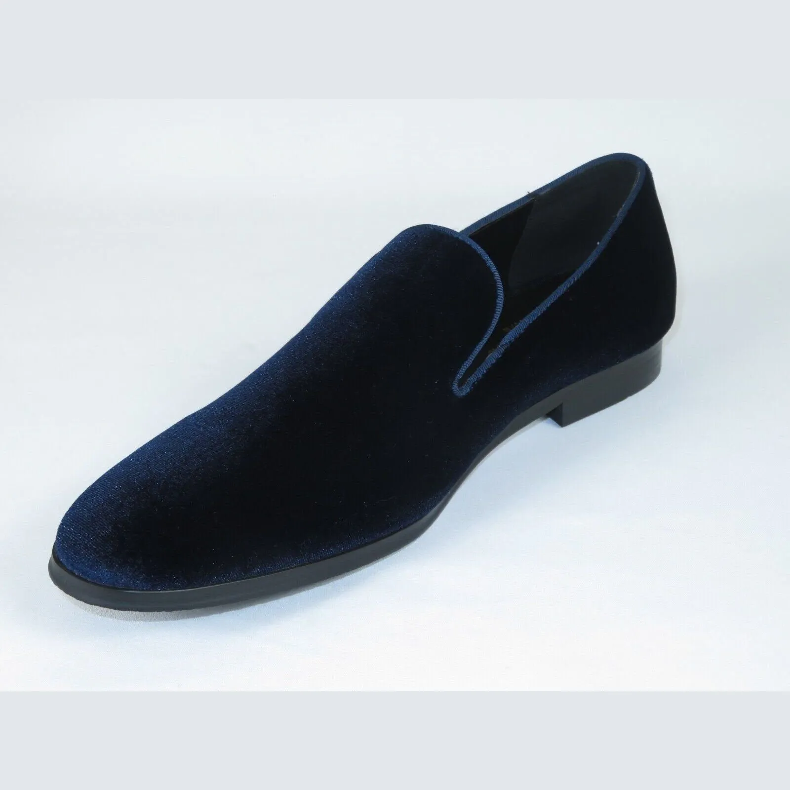 Mens Santino Luciano Shoes Soft Velvet Slip on Loafer Formal C351 Navy Blue