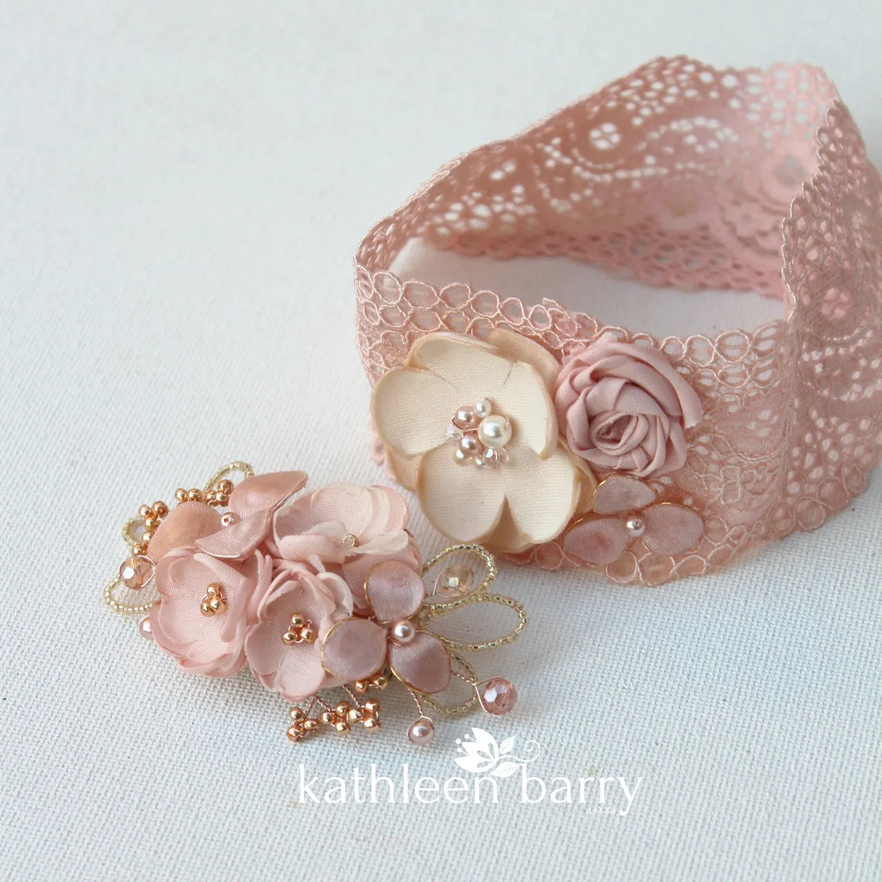 Mini Rose gold blush pink hair clip or mix and match color variations - clip attachment