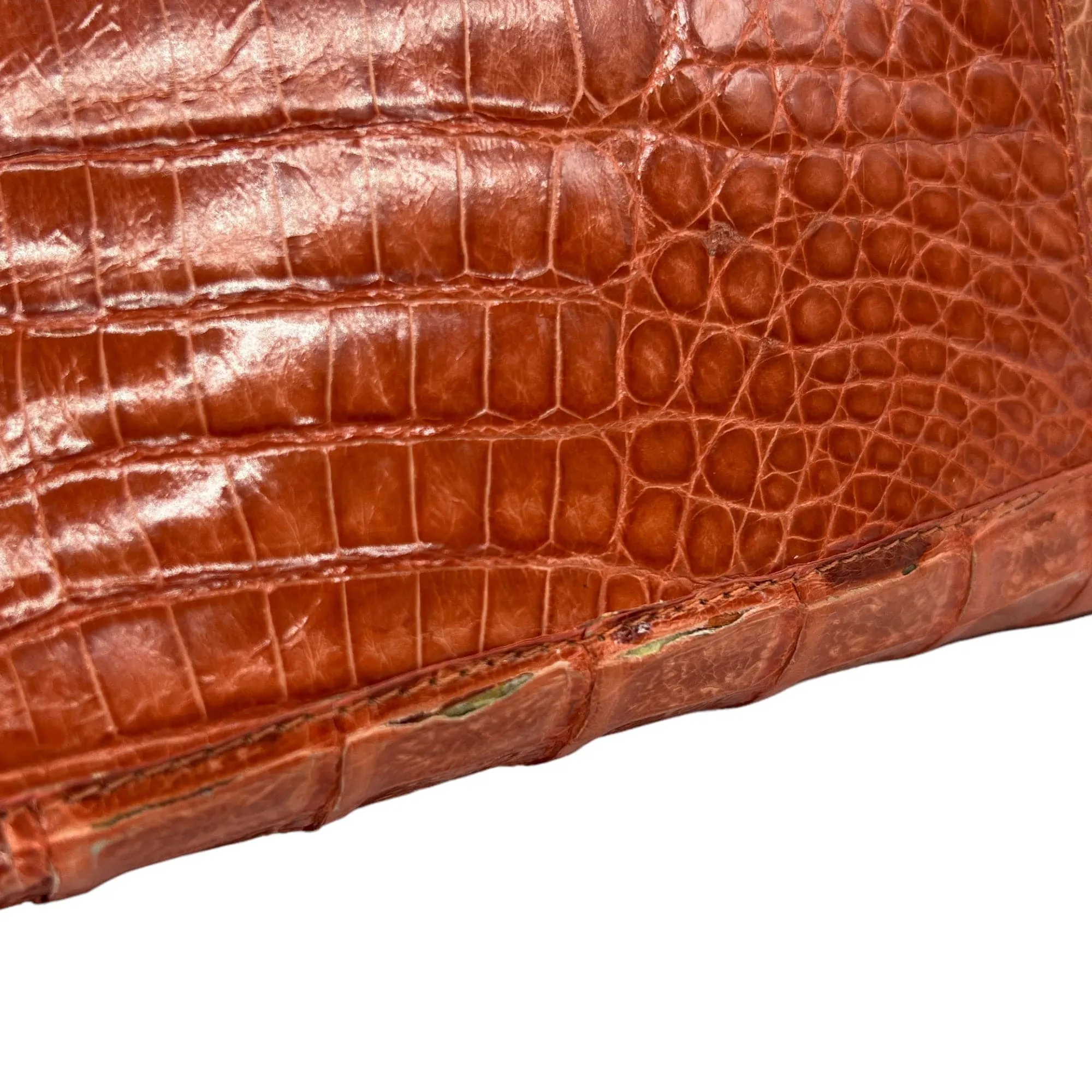 NANCY GONZALEZ Croc Circle Handle Tote Bag - Burnt Orange