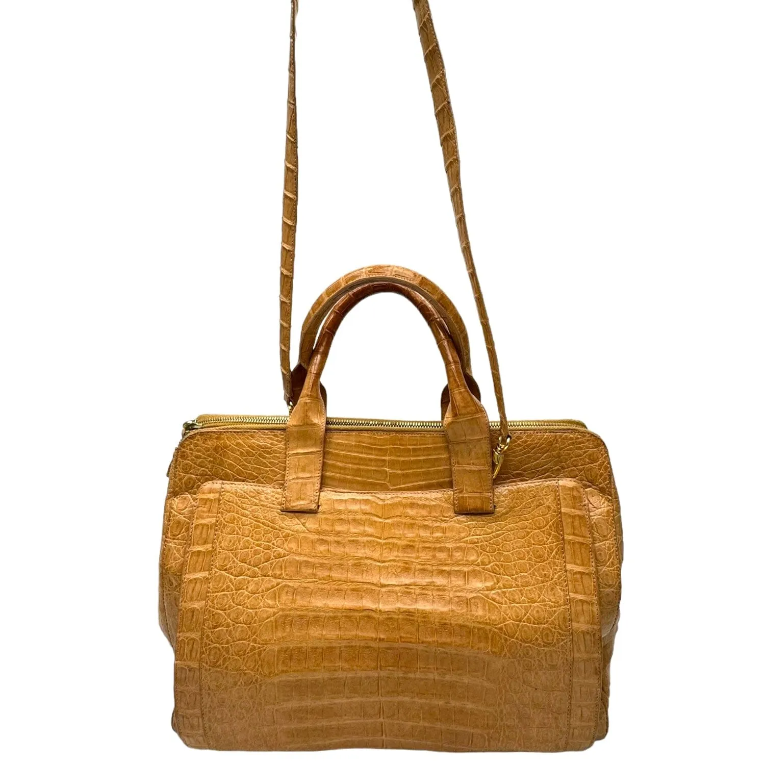 NANCY GONZALEZ Large Croc Satchel - Camel