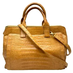 NANCY GONZALEZ Large Croc Satchel - Camel