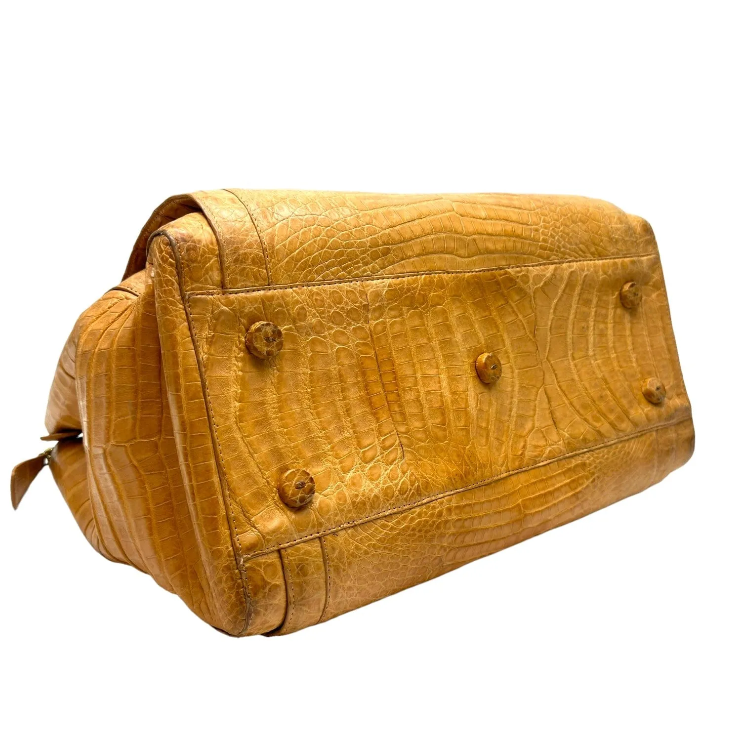 NANCY GONZALEZ Large Croc Satchel - Camel