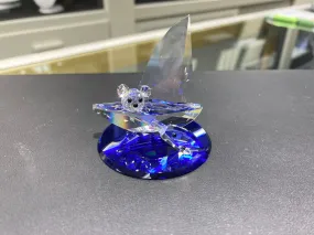 Sail Boat Teddy Bear Crystal Figurine