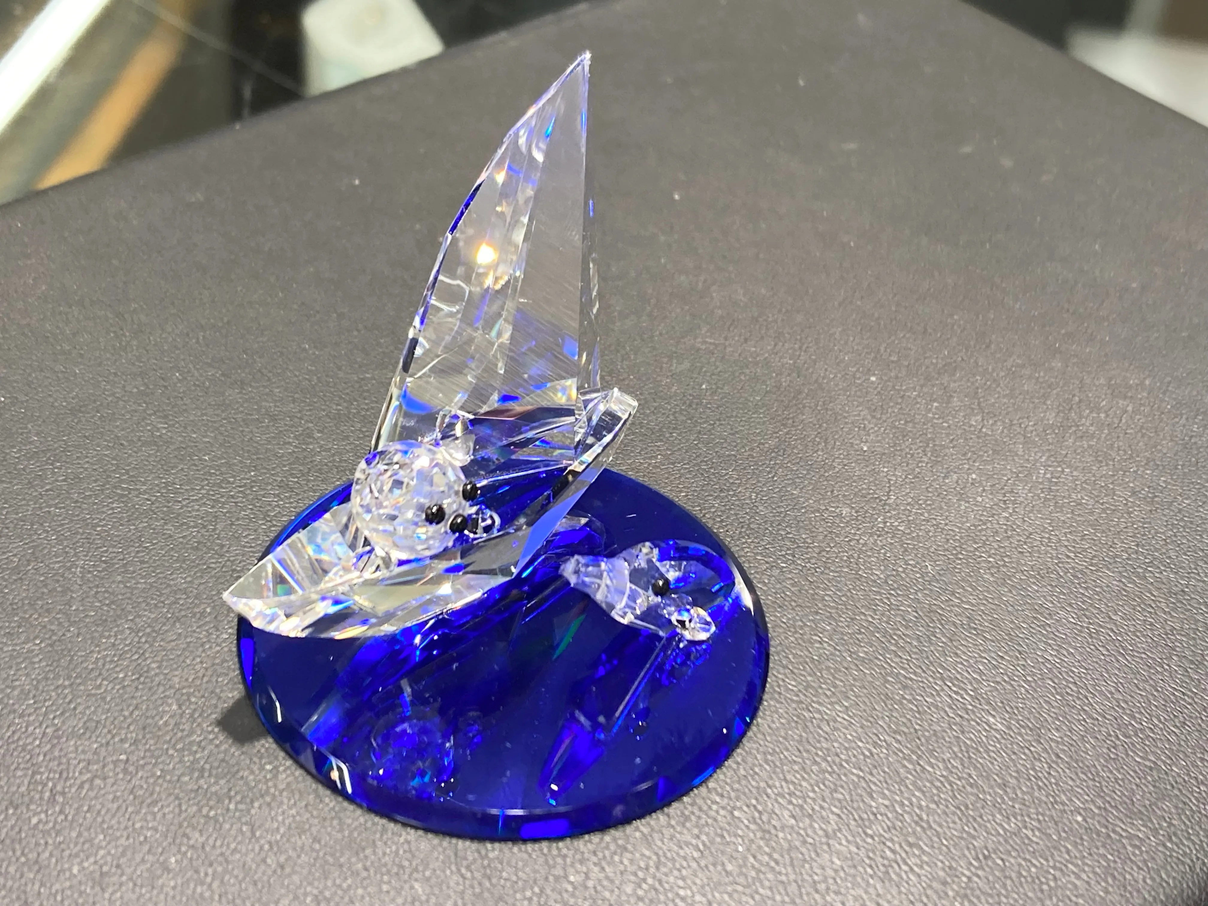 Sail Boat Teddy Bear Crystal Figurine