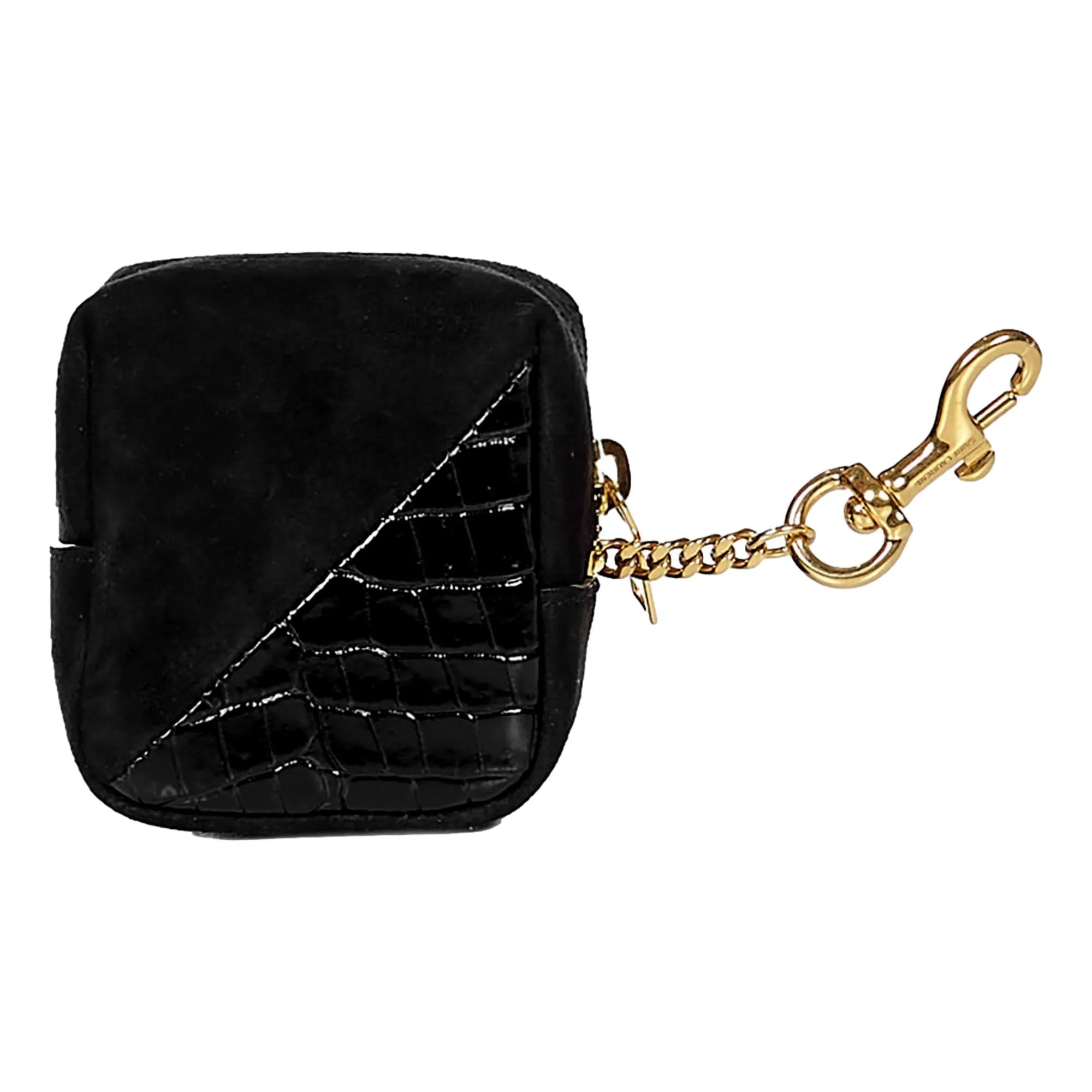 Saint Laurent Jamie YSL Keyring Cube Black Crocodile Print Leather