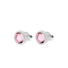 Silver Fabero and Light Rose Crystal Stud Earring