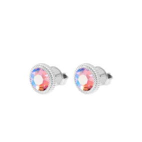 Silver Fabero and Rose Shimmer Crystal Stud Earrings