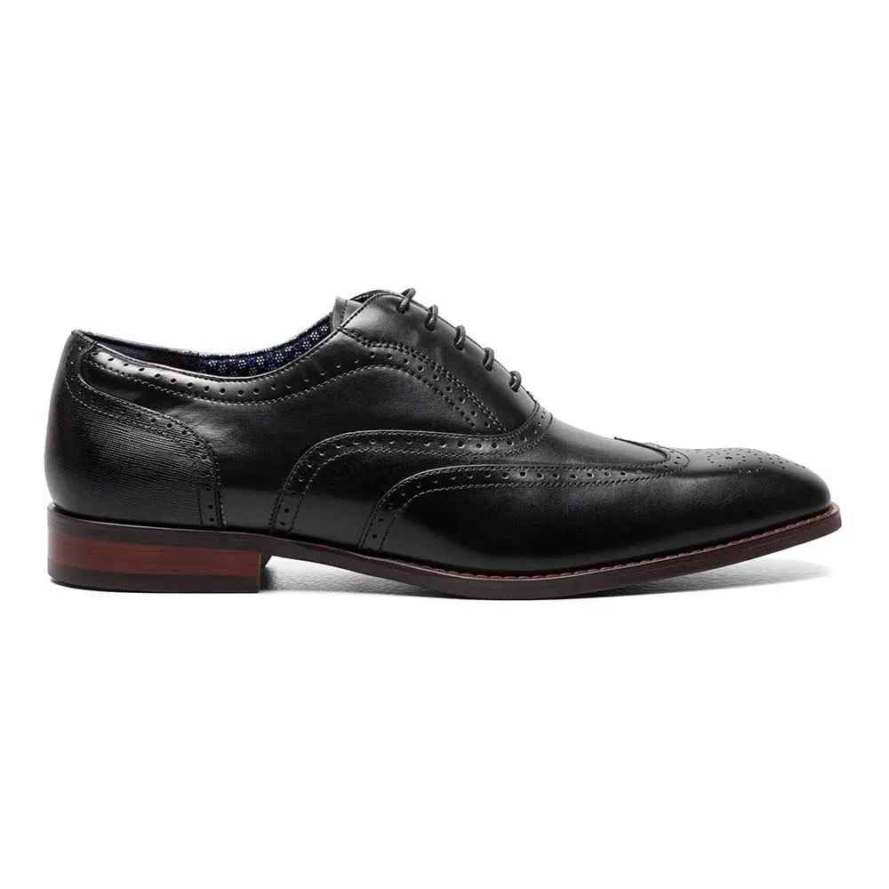 Stacy Adams Black KAINE Wingtip Oxford Shoes