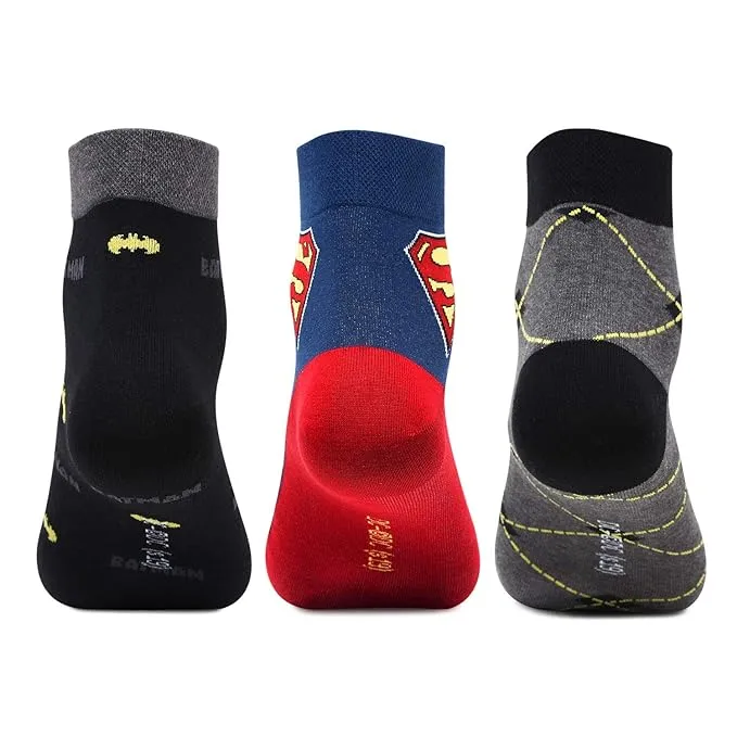 Superman and Batman Men's Ankle Socks - Pack of 3