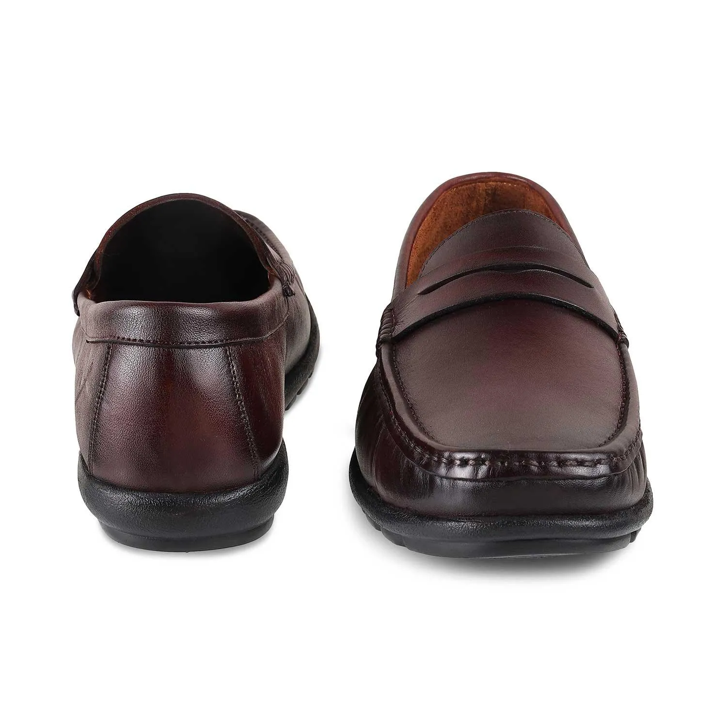 The Argento Brown Men's Leather Loafers Tresmode