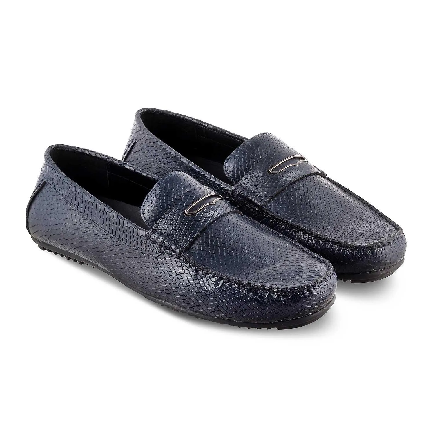 The Astro Blue Men's Leather Loafers Tresmode