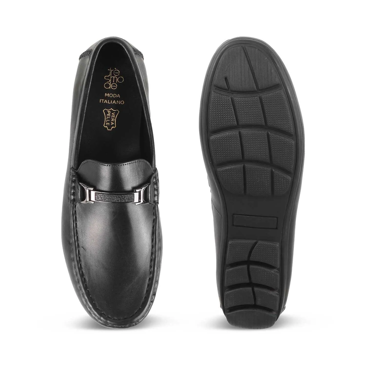 The Cegold Black Men's Leather Driving Loafers Tresmode