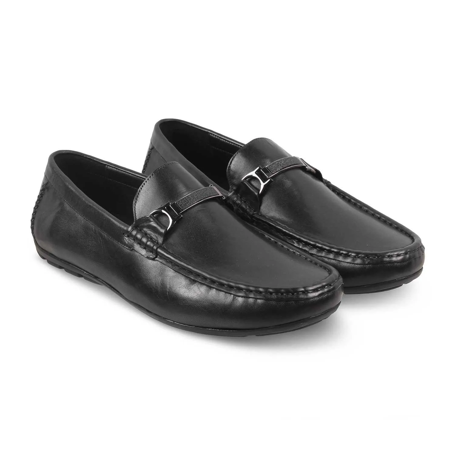 The Cegold Black Men's Leather Driving Loafers Tresmode